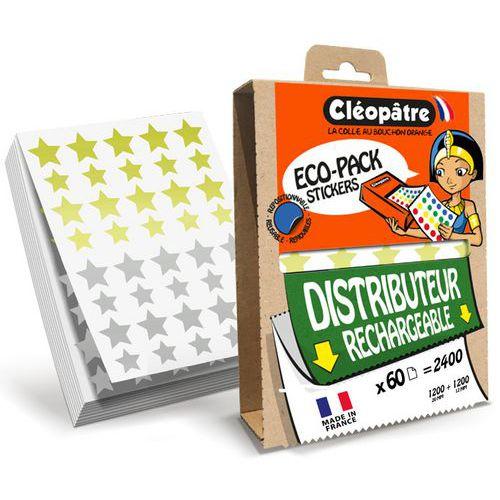 Illustration de : Eco-Pack 2400 gommettes étoile 12/20mm or/argent - Cléopâtre