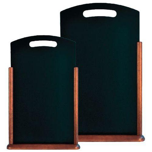 Illustration de : Ardoise de table en bois vernis poignée