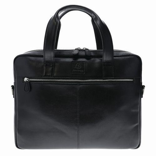 Illustration de : Sacoche pour ordinateur en cuir noir - Exacompta