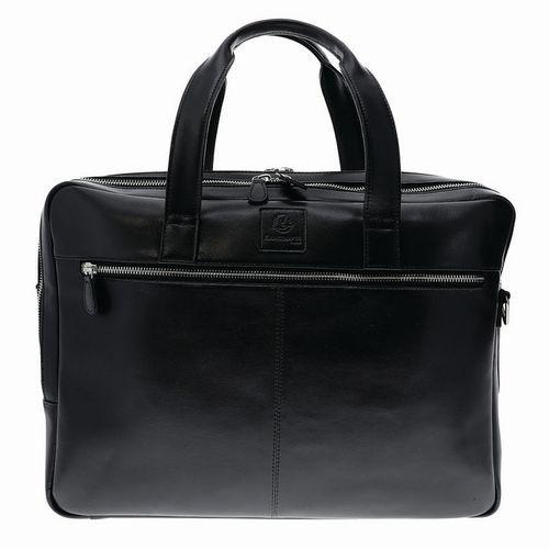 Illustration de : Sacoche pour ordinateur en cuir noir - Exacompta