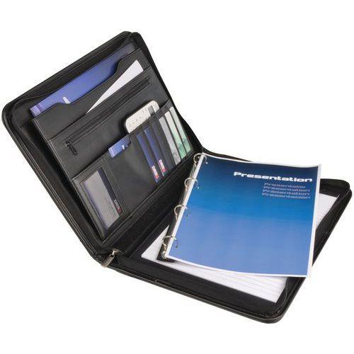 Illustration de : Porte-documents conférencier A4 avec classeur à anneaux  25 mm - Desq