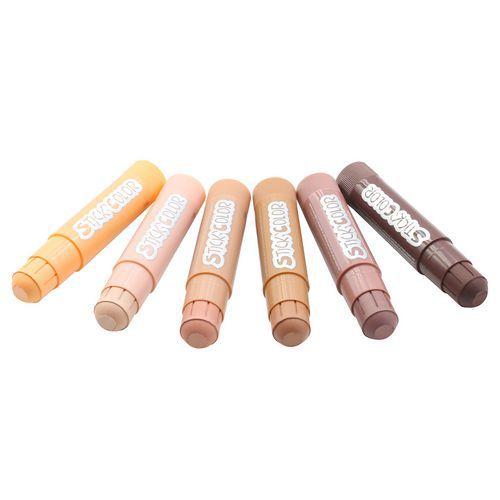 Illustration de : Lot 6 bâtons gouache solide tons peau - O-Color