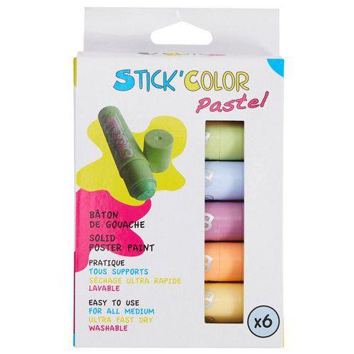 Illustration de : Lot 6 bâtons gouache solide pastel - O-Color