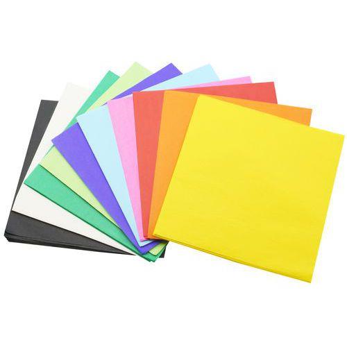 Illustration de : Lot 500 feuilles papier de soie 16x16 cm 10 couleurs - O-Color