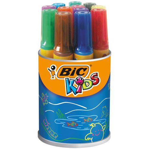 Illustration de : Godet 12 feutres décoralo assortis - Bic