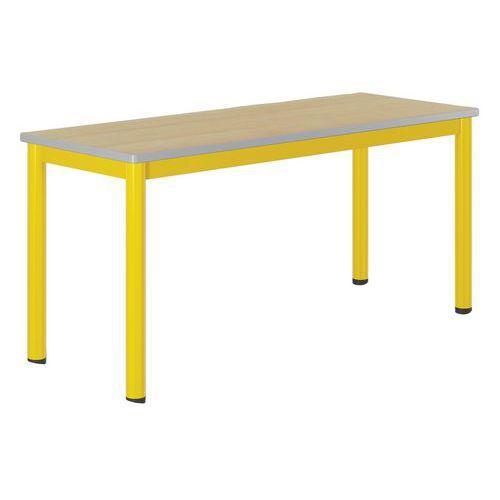 Illustration de : Table Carélie mobile 130x50cm strat hêtre chants polyurét. - Mobidecor
