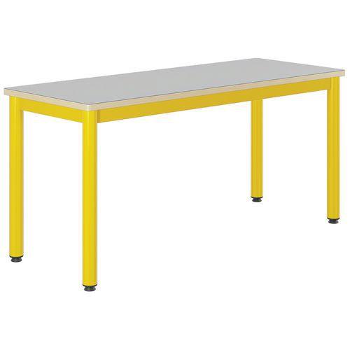 Illustration de : Table Carélie 130x50 cm fixe stratifié gris chants alaisés - Mobidecor