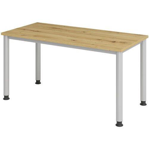 Illustration de : Bureau droit pieds ronds 140 cm - Hammerbacher