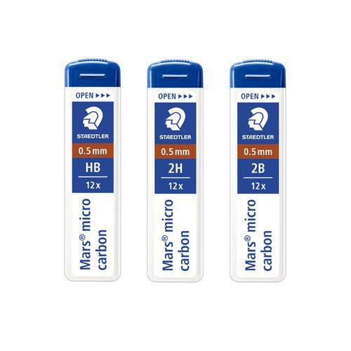 Illustration de : Etui 12 mines pour porte-mines 0,5 mm - Staedtler