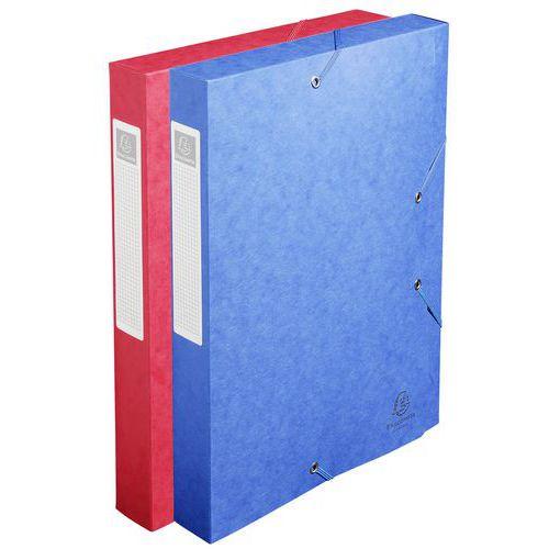 Illustration de : Chemise élastiques rabats 24,5x32,5cm dos 4cm carte lustrée- Exacompta