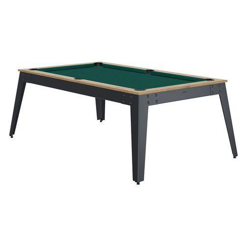 Illustration de : Billard Steel cadre chêne sablé - pieds gris Rene Pierre