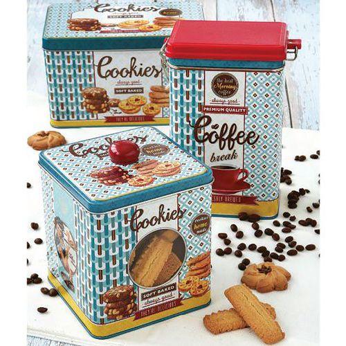 Illustration de : Boîte à cookies carrée Tin Boxes Easylife