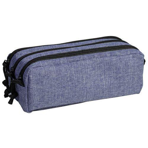 Illustration de : Trousse 3 compartiments polyester bleu