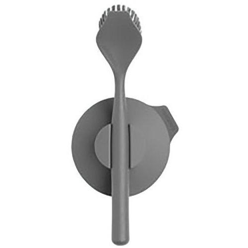 Illustration de : Brosse vaisselle à ventouse en inox à poignée ergonomique - Brabantia