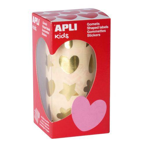 Illustration de : Rouleau gommettes cœur, fleur, étoile goutte or - Apli