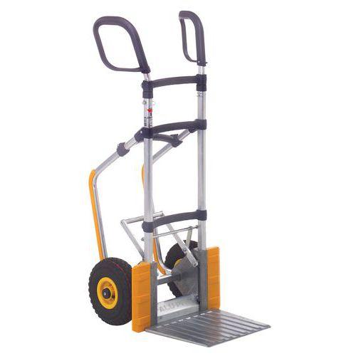 Illustration de : Diable Easytip aluminium roue pneumatique charge 250 kg