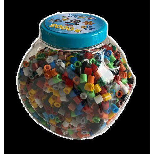 Illustration de : Baril de 2000 perles couleurs assorties - Hama maxi