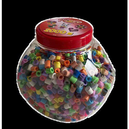 Illustration de : Baril 2000 perles couleurs pastel - Hama maxi