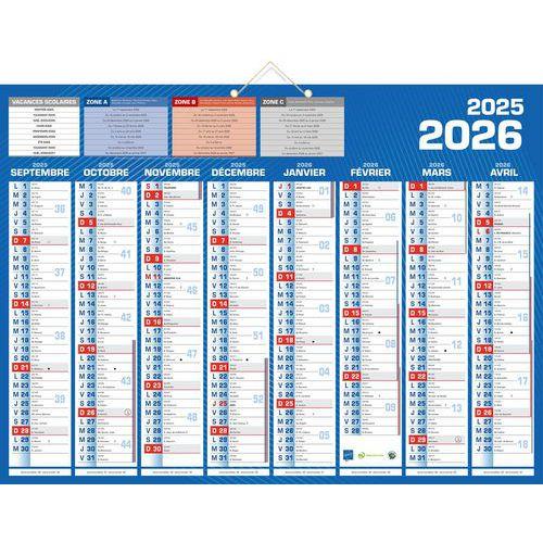 Illustration de : Calendrier 55 x 40,5 cm de septembre 2025 à décembre 2026 - Bouchut