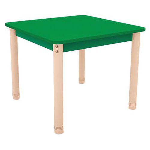Illustration de : Table Classik carrée réglable T3 à T4 - piètement bois hêtre