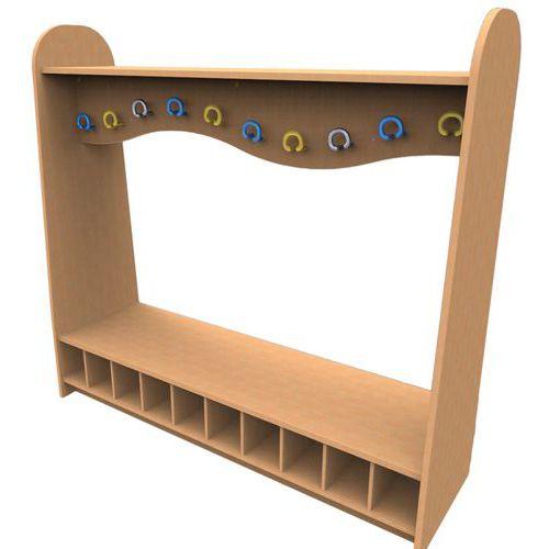 Illustration de : Banc vestiaire -  Caisson coloris: Hêtre