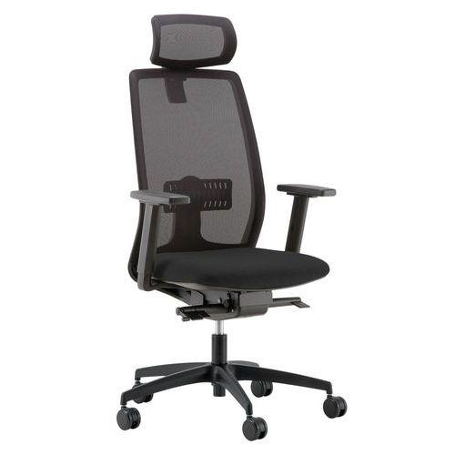 Illustration de : Fauteuil OREGON tissu uni têtière pied noir accoudoirs 3D