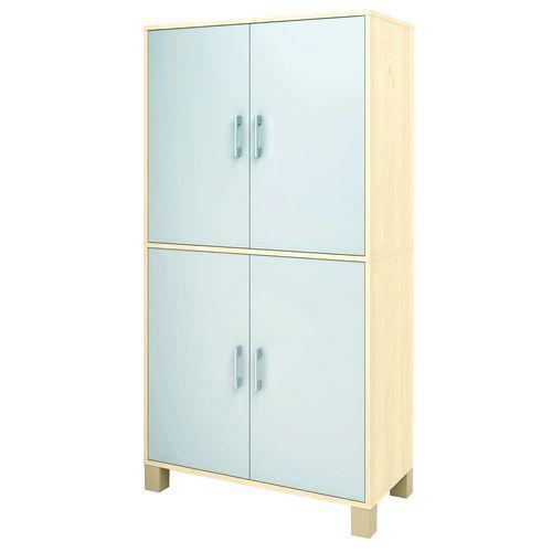 Illustration de : Bibliothèque haute Confetti avec pieds - 4 portes pleines à clé