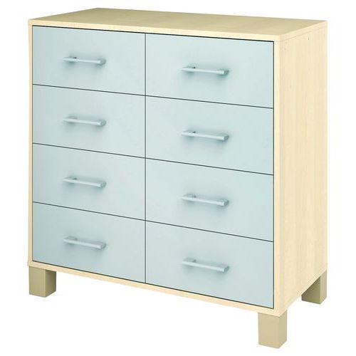 Illustration de : Armoire basse Confetti avec pieds et 8 tiroirs