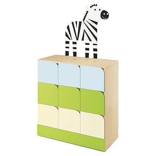Illustration de : Meuble 9 cases avec portes - zèbre