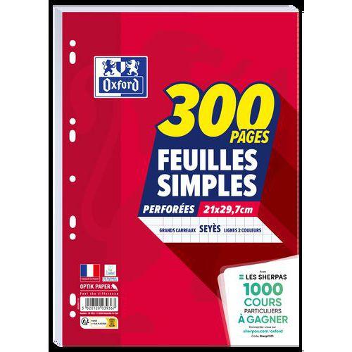 Illustration de : Feuillet mobile 200 pages seyes 90g A4 + 100 pages gratuites - Oxford