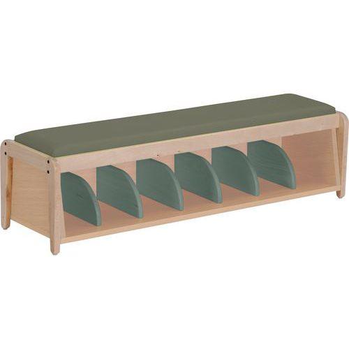 Illustration de : Banc d'accueil Lili avec casiers assise bois