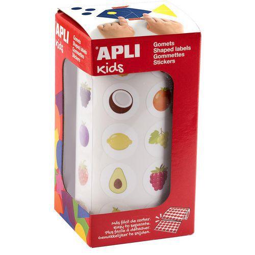 Illustration de : Rouleau 900 gommettes fruits 20 mm - Apli