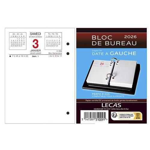 Illustration de : Bloc éphéméride 2026 date à gauche - Lecas