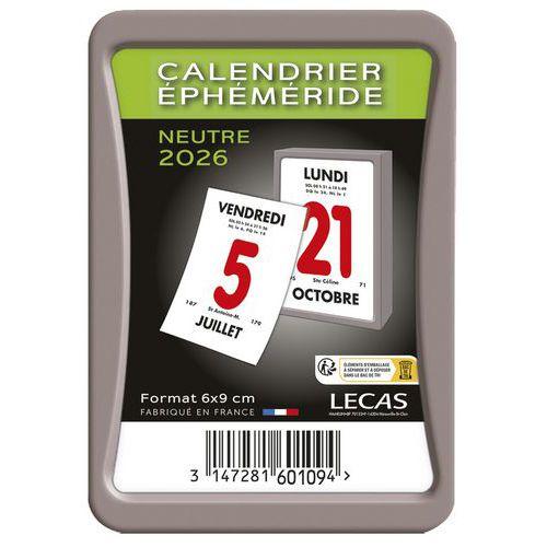 Illustration de : Bloc éphéméride 2026 en boitier à coller sur un support - Lecas