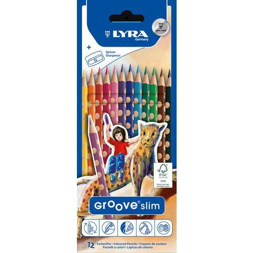 Illustration de : Etui de 12 crayons couleurs groove slim triangulaire - Lyra