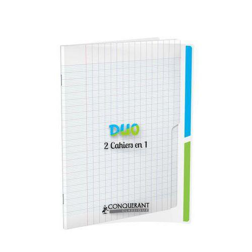 Illustration de : Cahier duo 2 en 1 polypropylène 96 pages 90g 17x22 cm - Conquerant