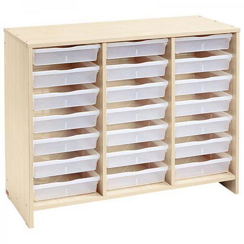 Illustration de : Meuble bas teinte bouleau 21 bacs incolores - Nathan