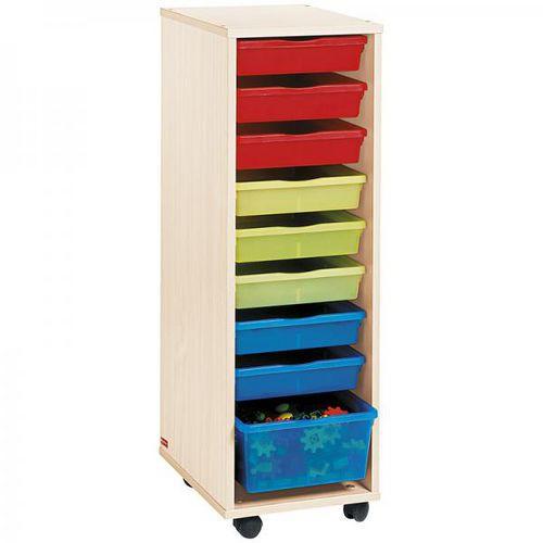 Illustration de : Colonne haute à bacs multicolores teinte bouleau - Nathan