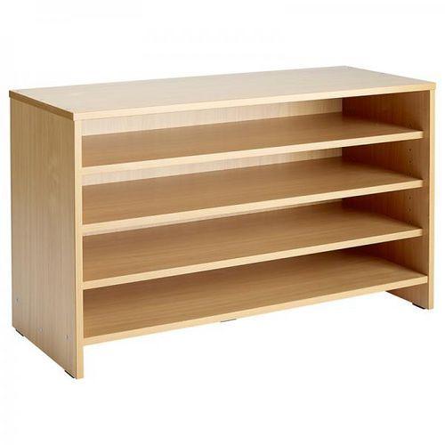 Illustration de : Meuble d'activités à étagères teinte hêtre - Nathan