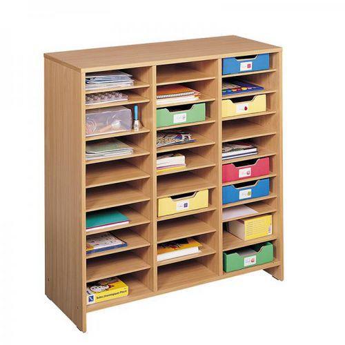 Illustration de : Meuble haut 30 cases teinte hêtre - Nathan