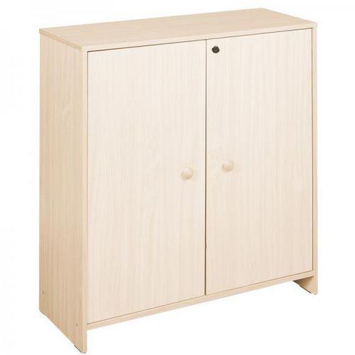 Illustration de : Meuble haut à portes teinte bouleau - Nathan