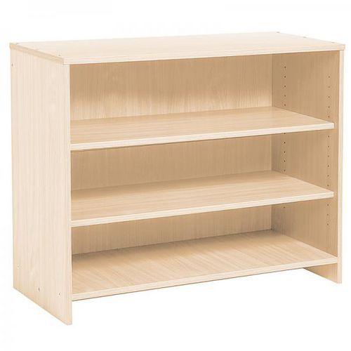 Illustration de : Meuble bas à étagères teinte bouleau - Nathan