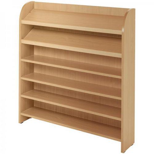 Illustration de : Meuble haut multi-étagères teinte hêtre - Nathan