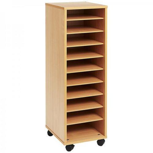 Illustration de : Colonne haute à cases teinte hêtre - Nathan