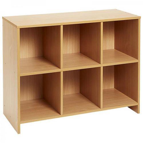 Illustration de : Meuble bas à grandes cases teinte hêtre - Nathan