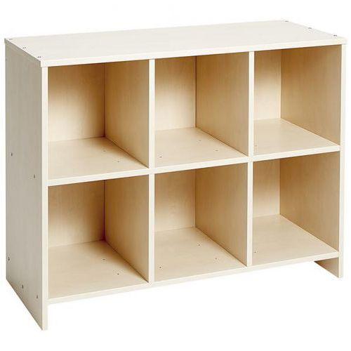 Illustration de : Meuble bas à grandes cases teinte bouleau - Nathan