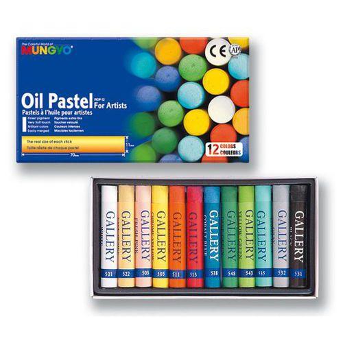 Illustration de : Boite 12 pastels artist taille standard 71 mm Ø 11 mm - Mungyo
