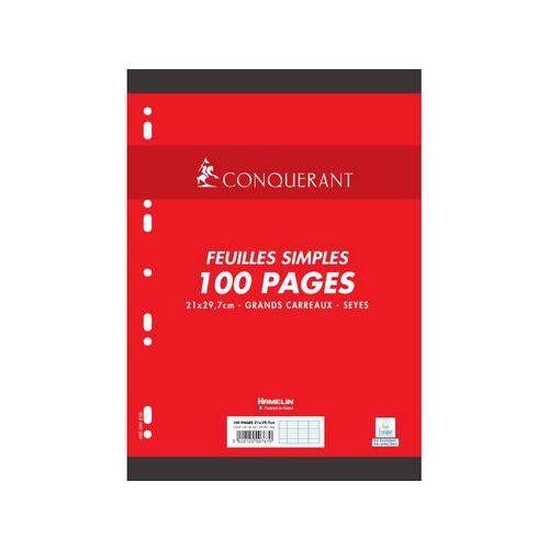 Illustration de : 50 feuilles simples A4 80g blanc 5x5 sous film - Conquérant
