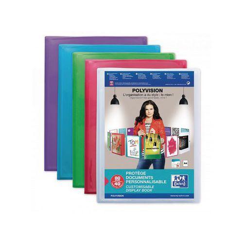 Illustration de : Protège-documents 40 pochettes A4 translucide couleurs - Oxford