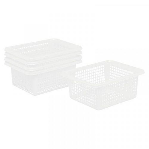 Illustration de : Lot de 5 paniers plastique blanc - Nathan